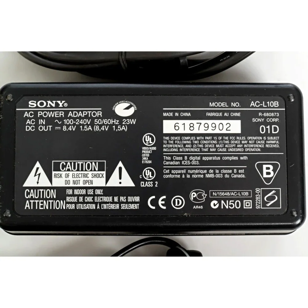 Genuine Sony AC-L10B Power Adapter For Sony Camcorders 8.4V 1.5A OEM for Camera